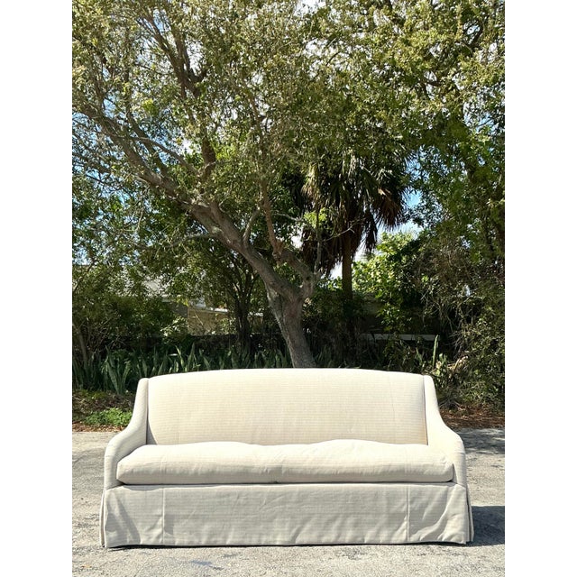 Early 21st Century Vintage Boho Charles Stewart Pinstripe Sofa For Sale - Image 5 of 12