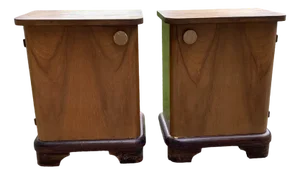 Art Deco Hungarian Nightstands, 1930s, Set of 2