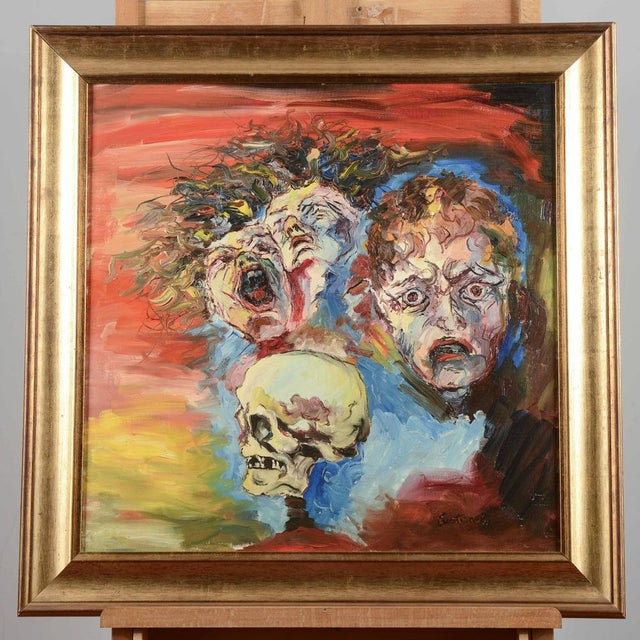 Carlo Eustacchi, Desperation Pain Death Fear, 20th Century, Oil Painting on Canvas For Sale - Image 6 of 6