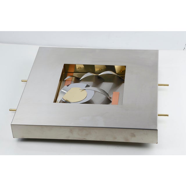 Silver Vintage Modern Stainless Steel Abstract Wall Sculpture 16” X 16” Curtis Jere Style For Sale - Image 8 of 10