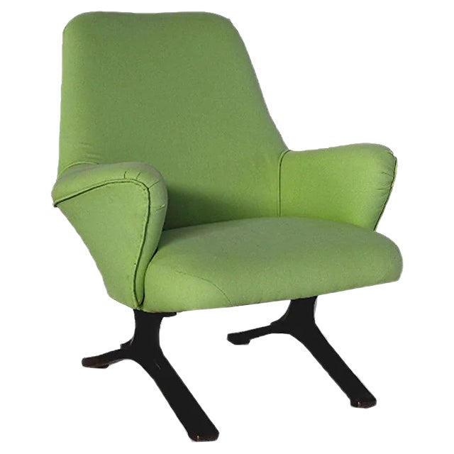 Mid-Century Italian Green Lounge Chair from Tecno For Sale