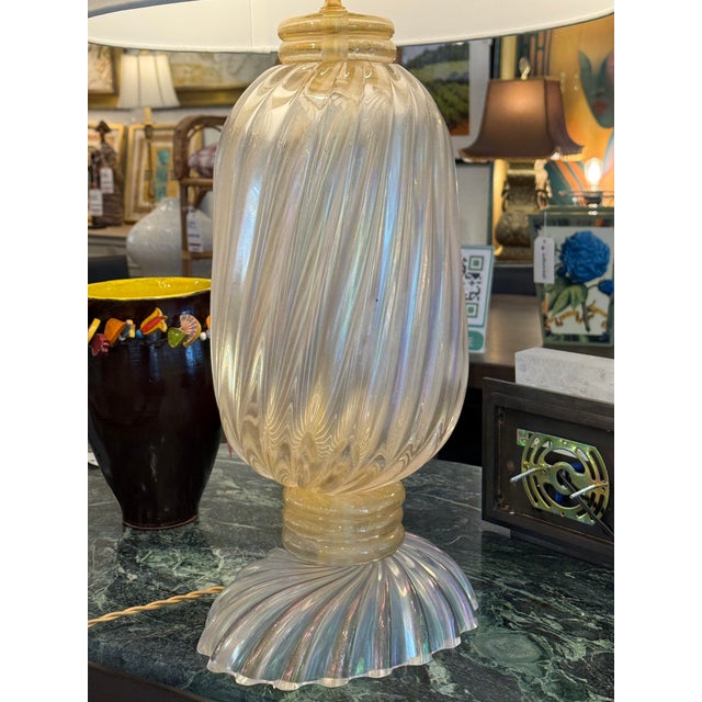 Gold Jan Showers for Kyle Bunting Murano Glass Swirl Table Lamp With Gold Leaf For Sale - Image 8 of 12