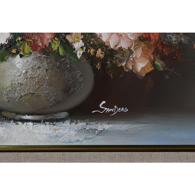 Mid-Century Modern Edmond Sanders, Vase with Flowers, 1950s, Oil on Canvas, Framed For Sale - Image 3 of 11