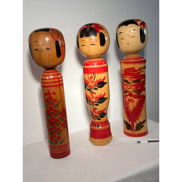 20th Century Traditional Monumental Kokeshi Dolls, Tōhoku, Japan, Set of 3 For Sale - Image 12 of 18