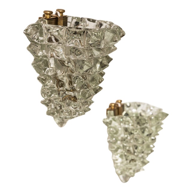 Vintage Italian Wall Lights by Ercole Barovier for Barovier & Toso, 1930s, Set of 2 For Sale