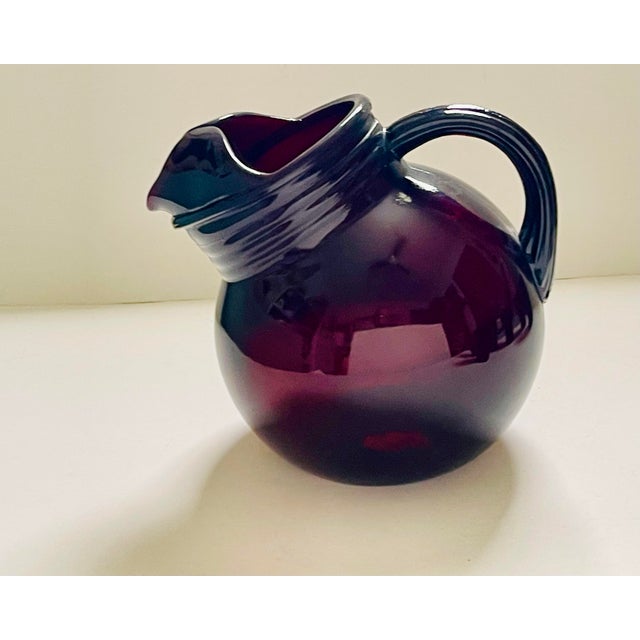 1940s Anchor Hocking “Royal Ruby” Pitcher & Juice Glasses - 7 Pieces For Sale - Image 11 of 12