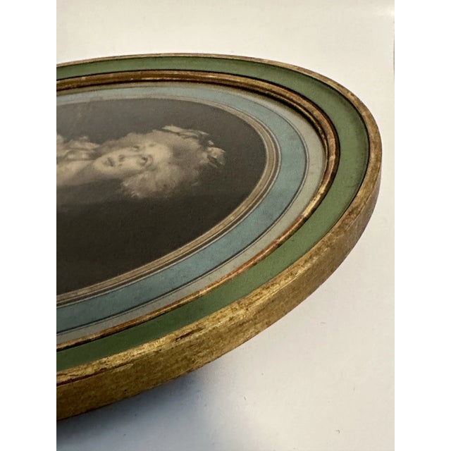 Antique French Femme Fatale Engraving, Original Green & Blue Patina Frame Circa 1930 For Sale - Image 4 of 7