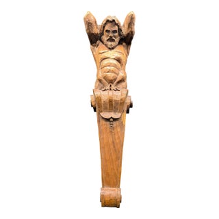 19th Century Hand-Carved Oak Architectural/Decorative Atlas Corbel For Sale