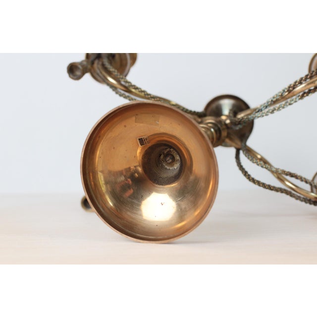 1970s Brass 5-Arm Candelabra With Rope and Tassel Detail For Sale - Image 12 of 14