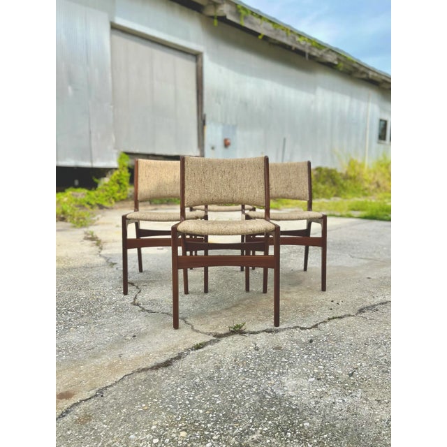Erik Buch Set of Four Erik Buch Style Danish Dining Chairs With Upholstered Seat and Seat-Back For Sale - Image 4 of 12