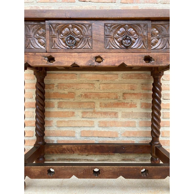 20th Century Catalan Spanish Carved Wood Console Table For Sale - Image 6 of 11