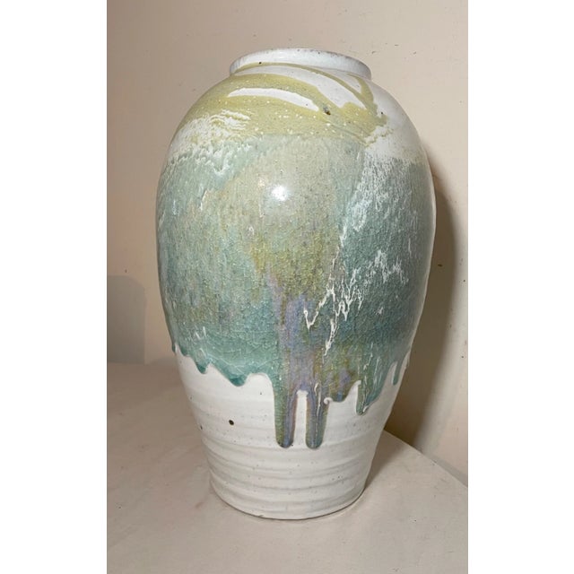 John Shedd 1990s Large Original Handmade Glazed John Shedd Stoneware Pastel Pottery Vase For Sale - Image 4 of 12