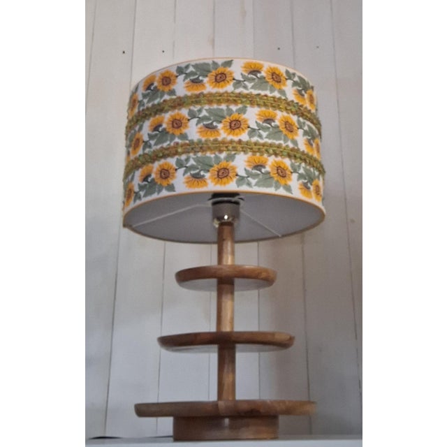 Vintage Table Lamp with Tiered Base in Walnut and Shade, 1990s For Sale - Image 6 of 9