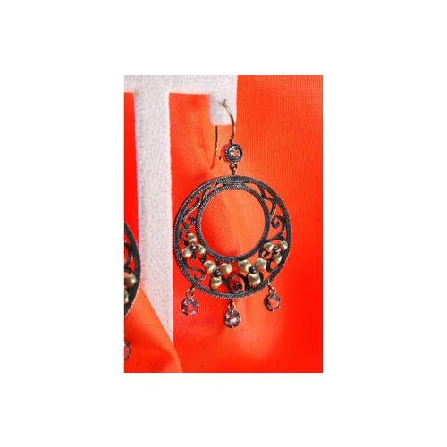 Gold and Silver Earrings with Three Pendants, Set of 2 For Sale - Image 6 of 11