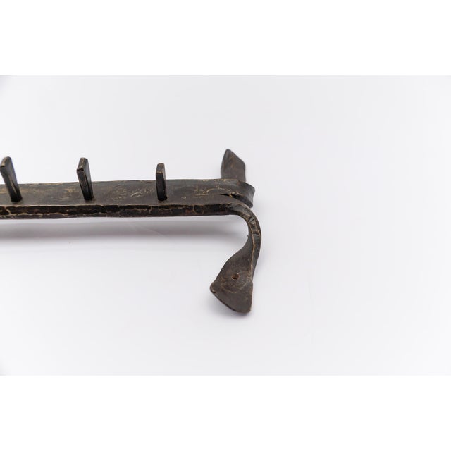 1960s Mid-Century Modern French Handmade Wrought Iron Wall Coat Rack, 1960s For Sale - Image 5 of 9