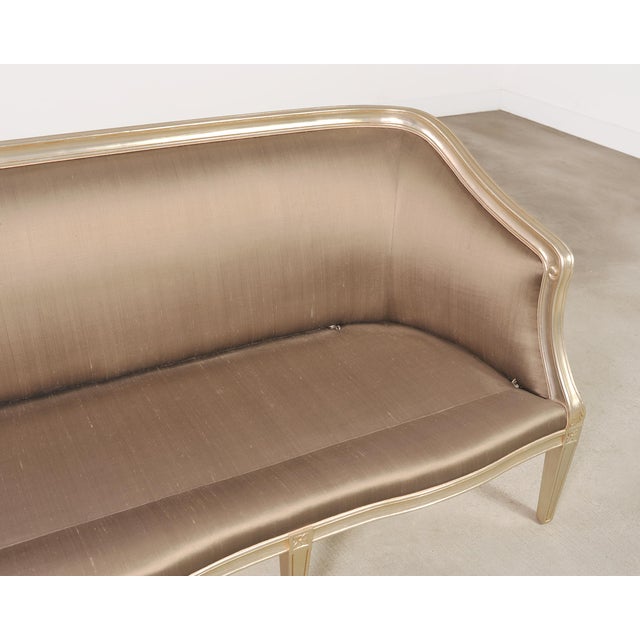 Dennis & Leen Italian Settee Cabriole Sofa Champagne Silver For Sale - Image 9 of 18