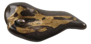 Pellini Modernist Brooch Brown Swirl Resin and Black Pearl
