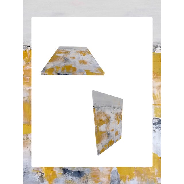 Contemporary Original Abstract Art Print Canvas Modern Geometric Yellow Grey For Sale - Image 3 of 6