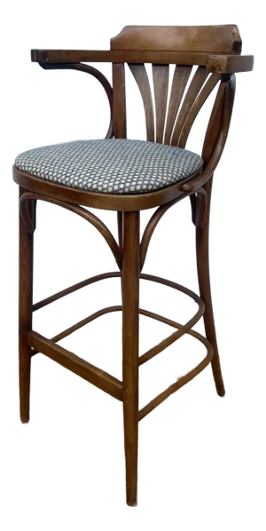 Vintage Mid 20th Century Loewenstein Bent Wood Barstool With Arms