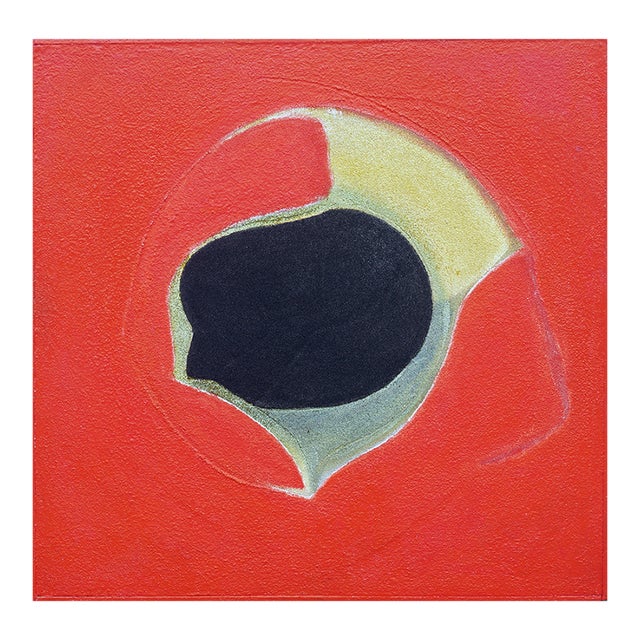 Minimalist Red & Black Abstract Geometric, "John Favors Red" by Cassandra Linnea Auker For Sale