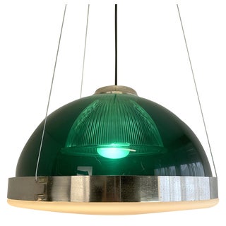 Chandelier in Green Acrylic Glass Pendant Lamp, 1960s For Sale