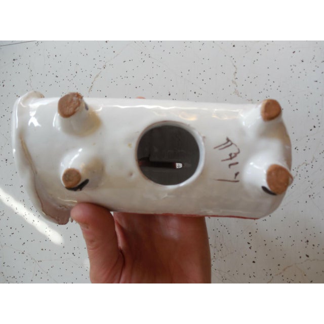 Italian Vintage Italian Art Pottery Ceramic Cat Bank Mid Century Chipped For Sale - Image 3 of 7