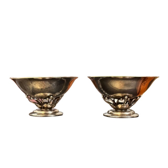 Art Deco 1940s Art Deco Georg Jensen Sterling Silver Salts, Model - Pair For Sale - Image 3 of 7