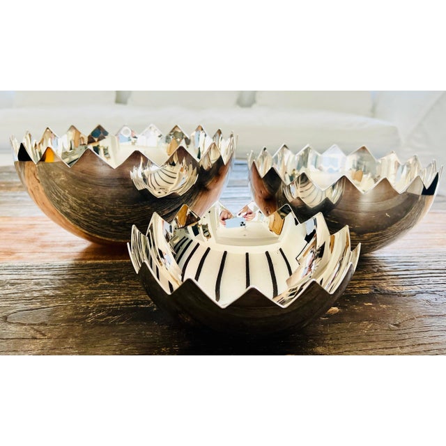 1980s Giuliano Malimpensa Mesa Design Italy Nesting Sawtooth Bowls- Set of 2 For Sale - Image 11 of 12