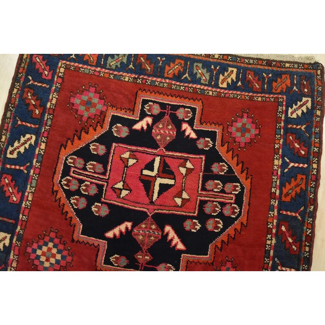 Caucasian Runner 4′ X 11′ Red Wool Vintage Tribal Hand-Knotted Oriental Rug For Sale In Philadelphia - Image 6 of 15