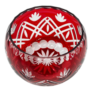Vintage Bohemian Cranberry Cut Crystal Vase