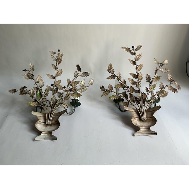 Metal Large Italian Oak Branch Wall Lights, 1950s, Set of 2 For Sale - Image 7 of 9