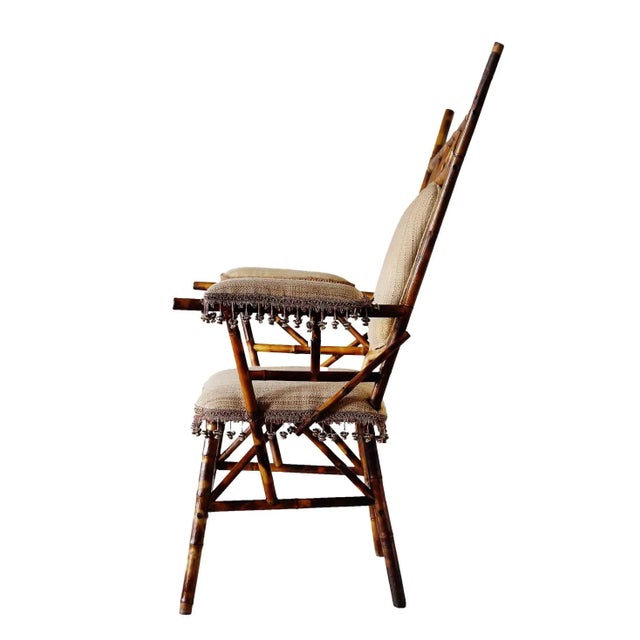 Wood Antique Asymmetrical Bamboo Chair For Sale - Image 7 of 8