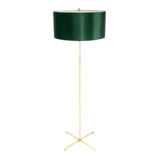 Mid-Century Modern Machined Solid Brass Floor Lamp in Style of Tommy Parzinger For Sale