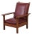 Gustav Stickley Antique Mission Oak Burgundy Leather Reclining Morris Chair For Sale