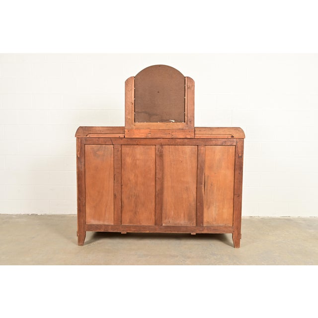 French Art Deco Carved Walnut Marble Top Sideboard or Bar Cabinet, Circa 1930s For Sale - Image 12 of 13