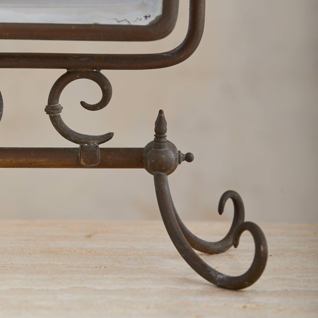1950s French Rectangular Metal Table Mirror with Scroll Details, 1950s For Sale - Image 5 of 7