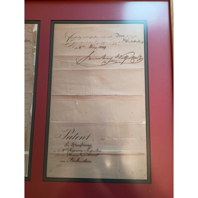 Rustic European 1849 Prussian Royal Military Commission Signed by King Friedrich Wilhelm IV — Framed Historical Manuscript For Sale - Image 3 of 6