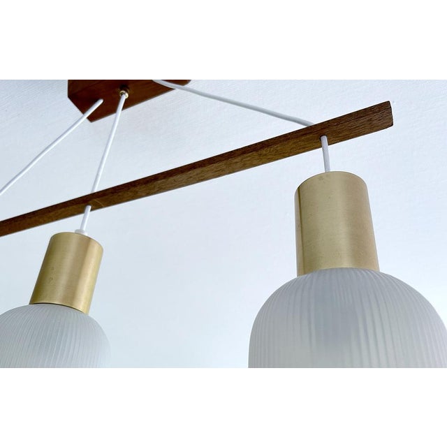 Mid-Century Modern Danish Pendant Light in Glass and Teak, 1960s For Sale - Image 3 of 18