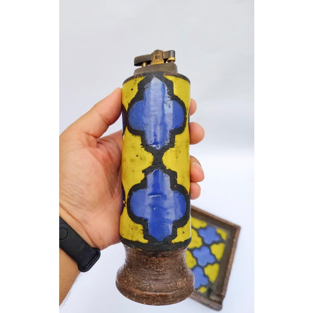 Mid-Century Modern Smoking Set with Ashtray and Lighter by Aldo Londi for Bitossi, 1960s, Set of 2 For Sale - Image 6 of 13