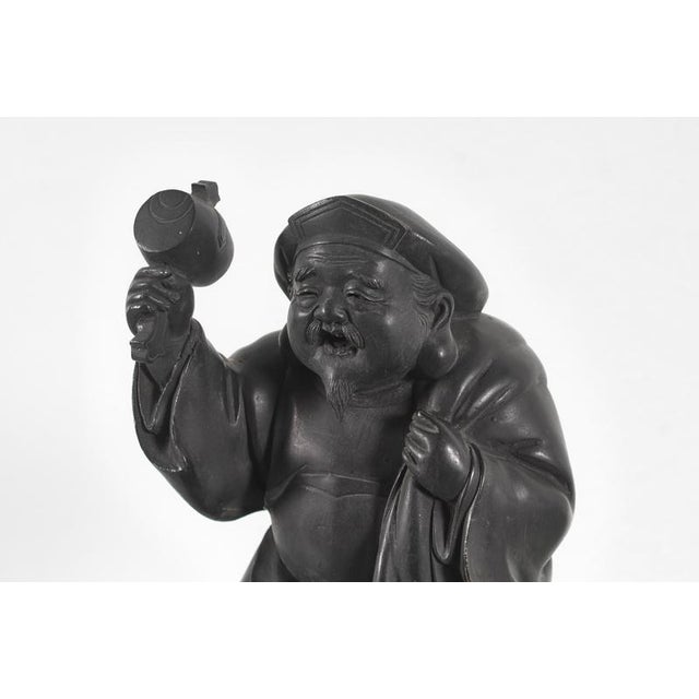 Metal Mid-Century Modern Asian Art Daikoku Bronze Sculpture, 1940 For Sale - Image 7 of 12