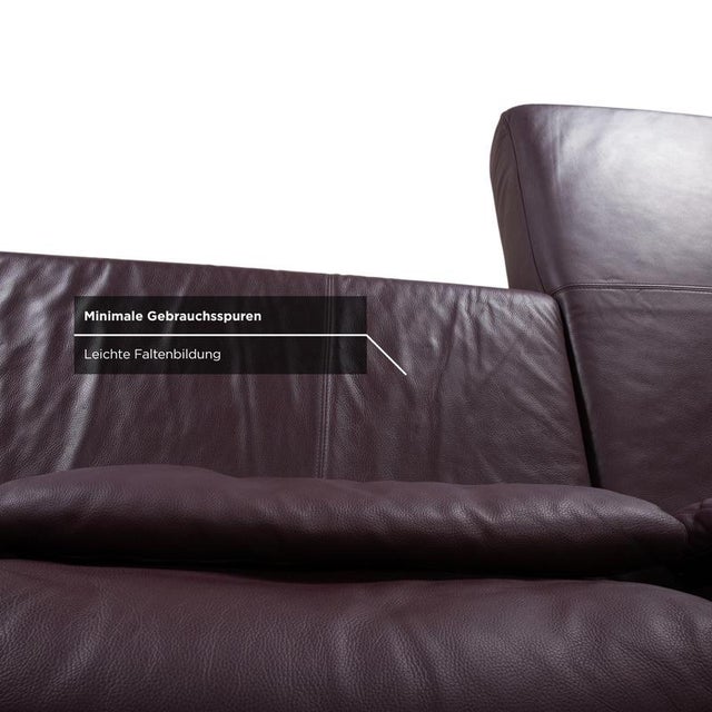 Leather Chrome Harry Corner Sofa in Bordeaux Aubergine with Manual Function from Ewald Schillig For Sale - Image 11 of 18