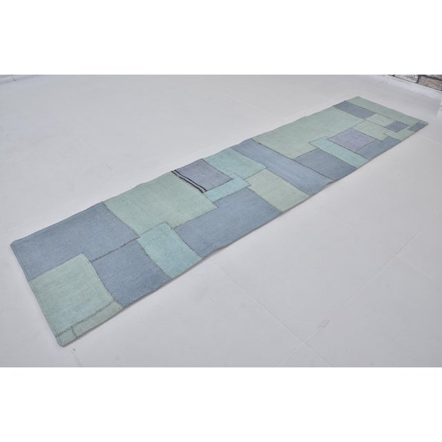 Mid 20th Century Turqouise Tribal Anatolian Runner For Sale - Image 4 of 10