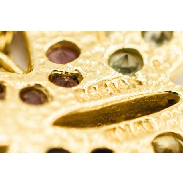 Sapphire and Diamond Butterfly Pendant Necklace 14k Yellow Gold For Sale - Image 4 of 4