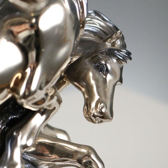 Composition of Horses in Silver Foil attributed to Ottaviani Manufacture For Sale - Image 4 of 7