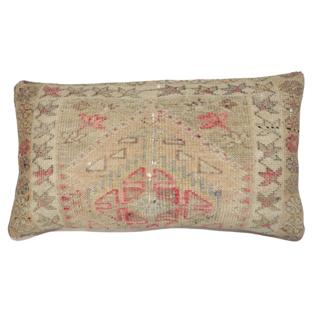 Pillow made from a mid-20th-century Turkish Anatolian rug in a bolster size. zipper closure and poly fill insert provided...