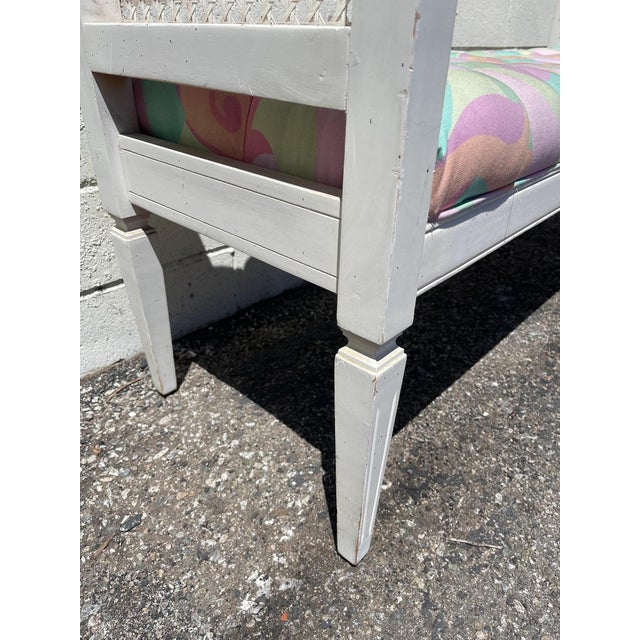 Mid 20th Century Vintage Wood and Cane French Provincial Chippendale Settee For Sale - Image 10 of 10