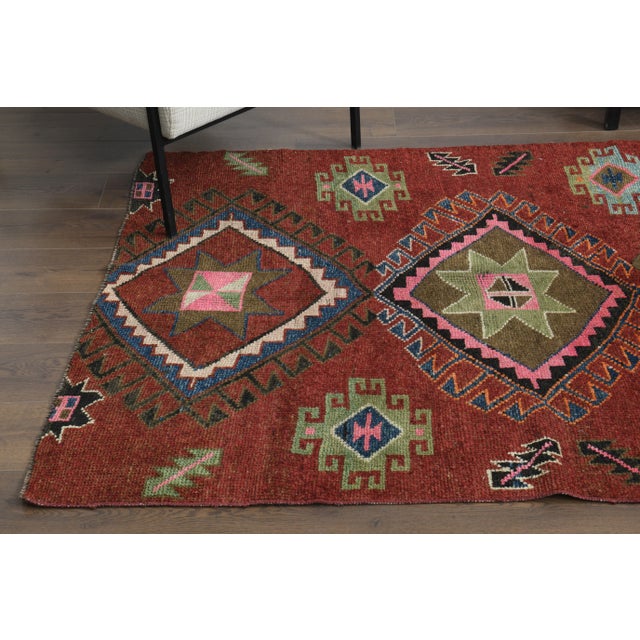 1970s Vintage Turkish Oushak Handmade Wool Cotton Pink Runner Rug For Sale - Image 10 of 10