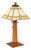 Stickley Mission Collection Oak Table Lamp with Art Glass Shade For Sale