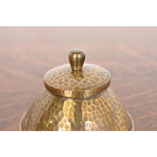 Brass Roycroft Arts & Crafts Hammered Brass Over Copper Inkwell For Sale - Image 8 of 12