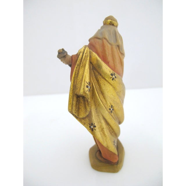 ANRI Anri Italy Wisemen King Balthazar Ulrich Bernardi Gilt Wood Nativity 4" Figurine For Sale - Image 4 of 7